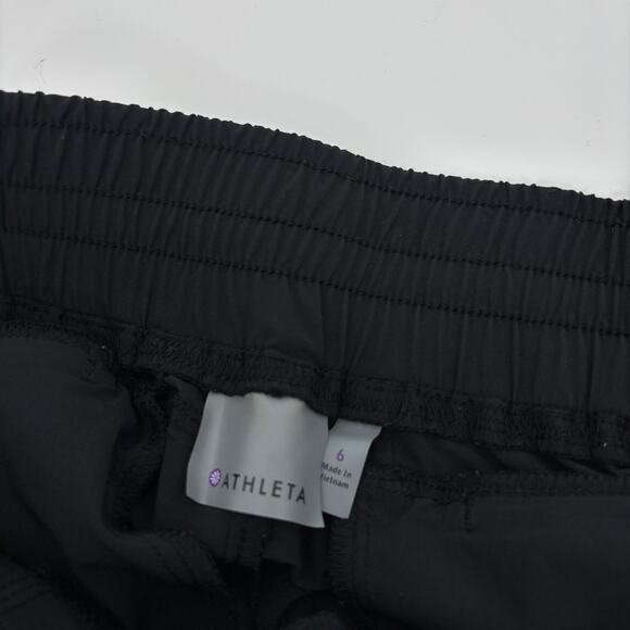 Athleta La Viva Capri Pants 6 Black Ruched Gym Training Workout Athleisure - Picture 7 of 8